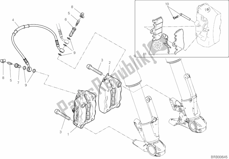 Tutte le parti per il Sistema Frenante Anteriore del Ducati Scrambler 1100 PRO USA 2020